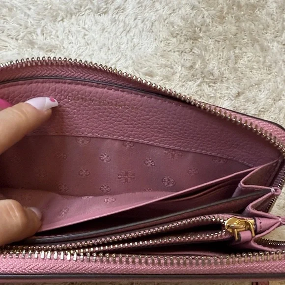 Tory Burch Mauve Thea Multi-Gusset Zip Continental Leather Wallet - Picture 8 of 10